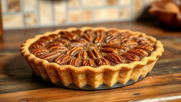 Golden-brown pecan pie on the counter. Black Friday Fitness Deals.