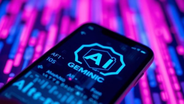 Smartphone showing AI and Gemini interface with neon code, highlighting limitations on free AI access.