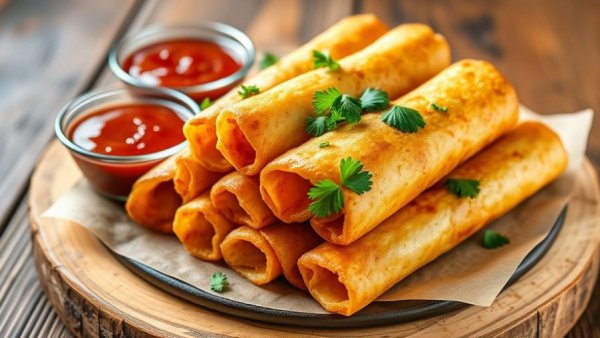Delicious creamy baked chicken taquitos with sauces.