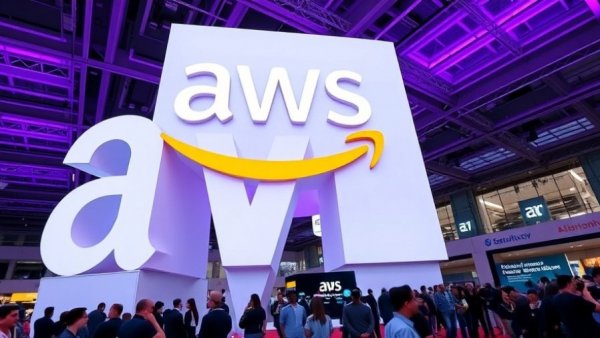 AWS re:Invent 2025 announcements showcased with large AWS logo and purple lighting.
