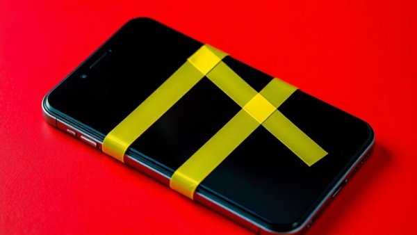 Smartphone taped off for social media detox mental health awareness.