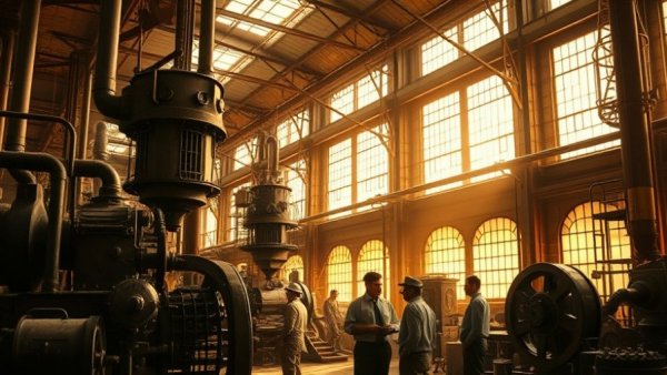 R&D organization explores historical AI in vintage factory setting.
