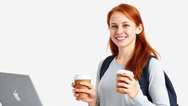 Student with laptop and coffee illustrating Freshman 15 weight gain causes.