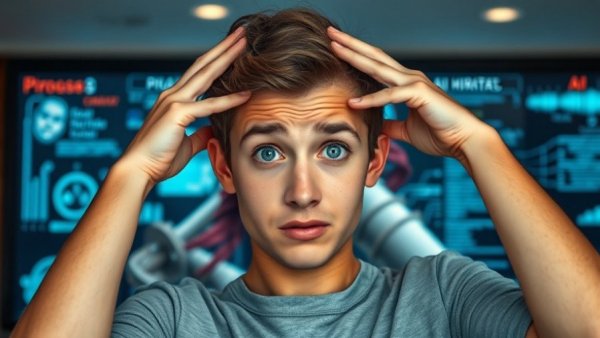 Confused man reacts to a humorous AI-generated pirate image.