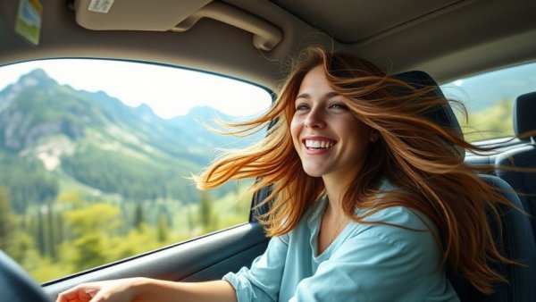 Carefree road trip scenery highlighting personal growth and happiness tips.