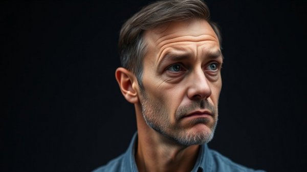 ChatGPT Privacy concern with thoughtful expression on dark background.