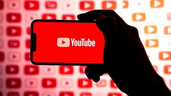 Silhouette holding phone with YouTube Shorts logo, vibrant backdrop.