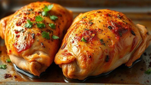 Air fryer chicken thighs cooked to perfection with herbs.