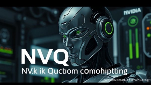Futuristic robot promoting Nvidia NVQLink Quantum Computing.