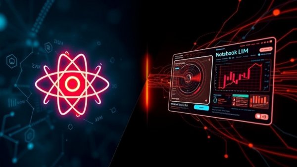 Futuristic comparison of NotebookLM vs Perplexity for deep research.