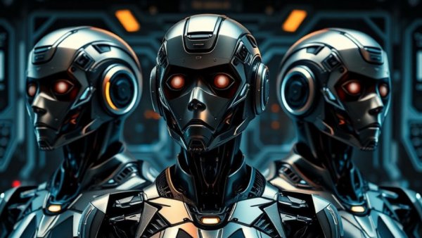 Futuristic humanoid robots in tech showcase - latest robotics breakthroughs.