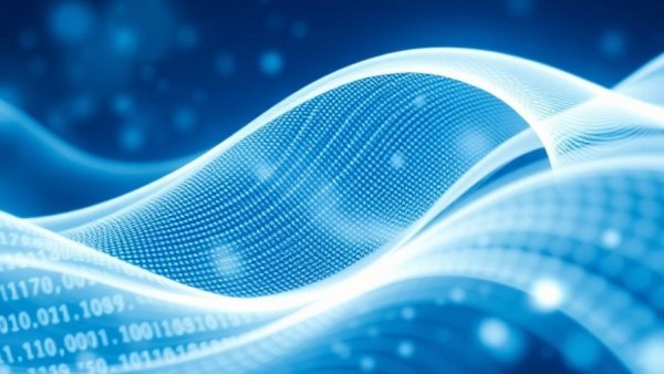 Abstract wave with binary code for 5G data flow