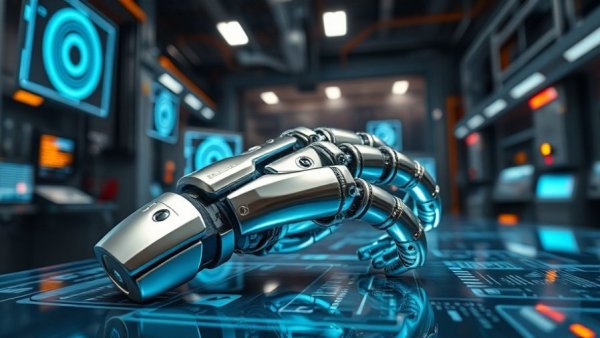 AI bionic hand technology showcased in advanced lab.