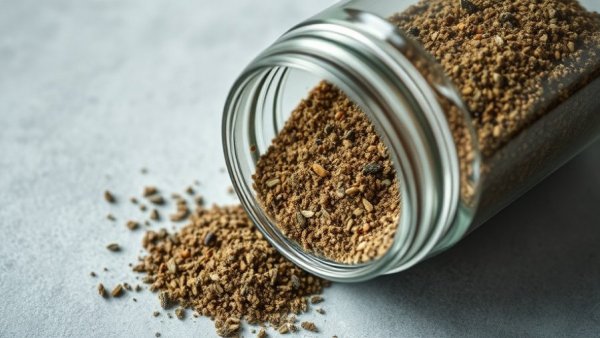 Close-up of Kalyn’s Herb Blend Recipe in a glass jar.