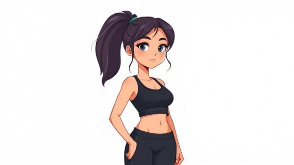 Illustrated woman depicting menopause symptoms, wearing athletic outfit, cartoon style.