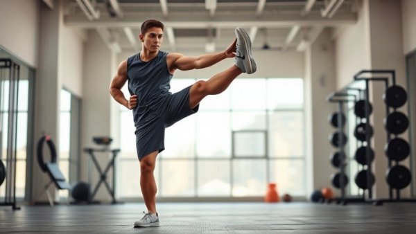 Man practicing balance exercise for managing chronic back pain.