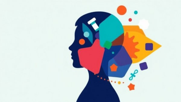 Abstract concept illustrating antidepressants and time, colorful shapes.