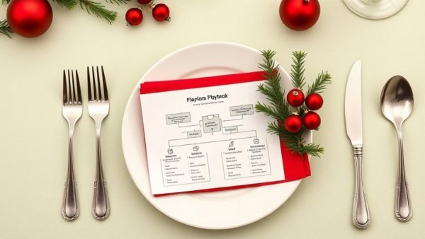 Festive table setting with playbook napkin, holiday theme.