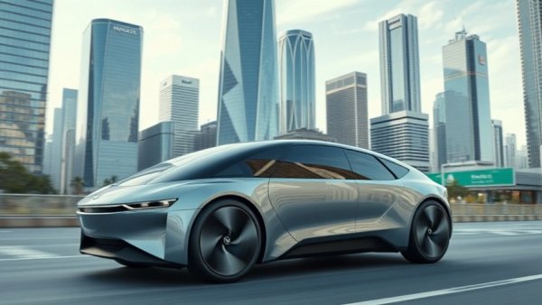 Futuristic autonomous vehicle in a modern cityscape, public health breakthrough.