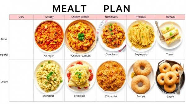 Weekly meal plan featuring healthy recipes for each day.