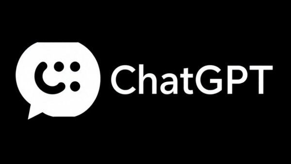 ChatGPT logo, symbolic of OpenAI, on black background.