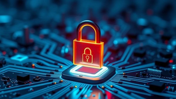 Digital lock on microchip representing cybersecurity recovery plans.