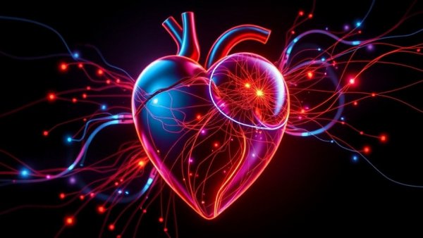 Abstract heart symbolizing Holiday Heart Syndrome with vibrant energy.