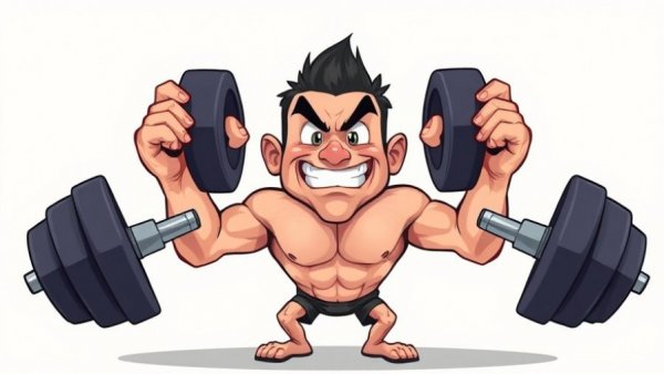 Cartoon character lifting weights, symbolic of boosting efforts.