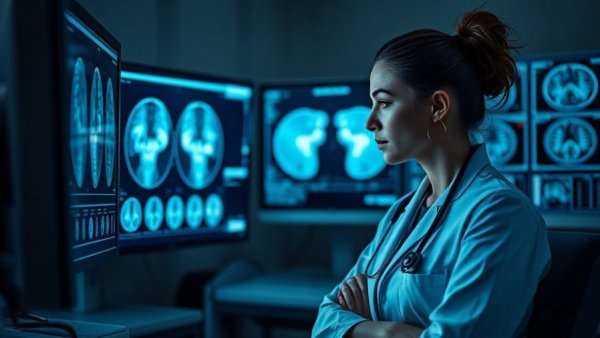 Doctors analyzing MRI scans in a hospital for family office investments.