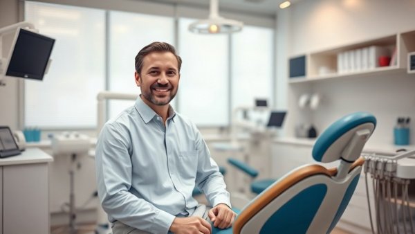 Dentist smiling in modern clinic, highlighting ozone therapy in dentistry.