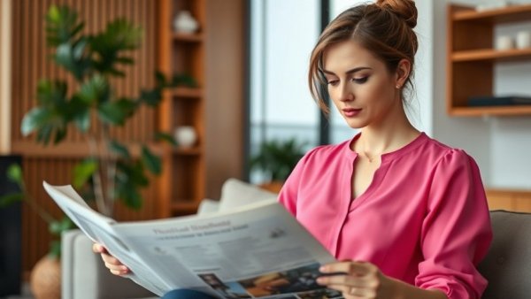 Casual woman reading newspaper on a sofa, Google AI Mode Growth
