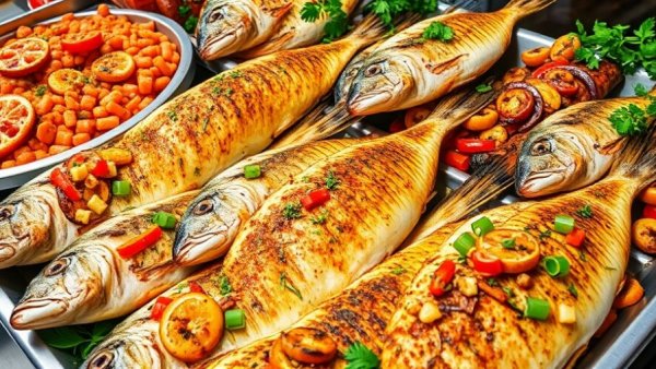 Easy baked fish recipes displayed in a vibrant collage.