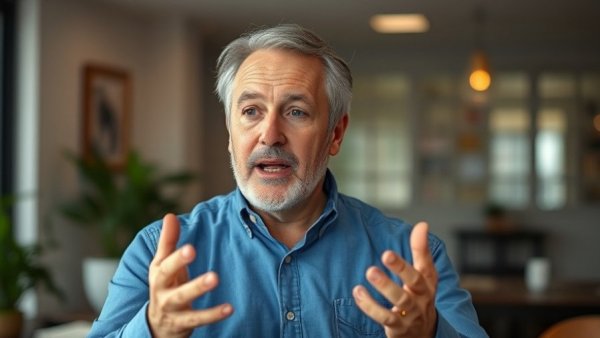 Middle-aged man discussing steps to starting a side hustle.