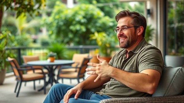 Casual man in animated discussion, AI Tools for 2026 conversation.