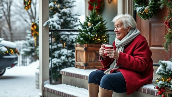 Listening deeply to my aging mother, winter scene, festive warmth.