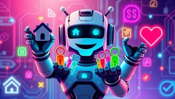 Colorful AI robot with keys symbolizing All-Access AI Agents.