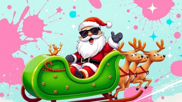 Tracking Santa on Christmas Eve 2025, whimsical design with Santa in sleigh.