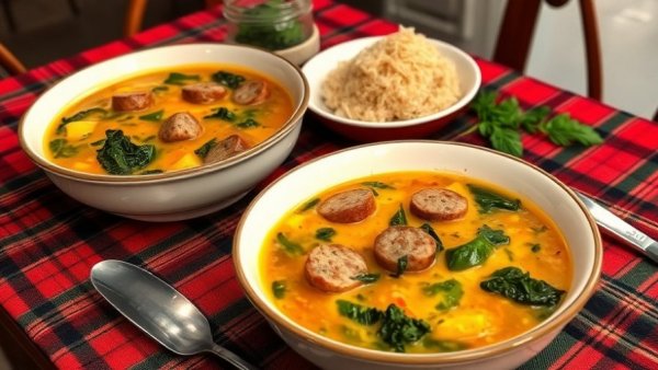 Low carb Zuppa Toscana recipe in bowls, vibrant setting.