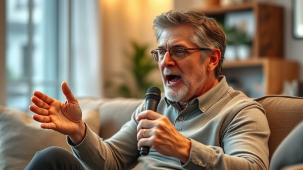 Passionate speaker discussing the success of C students in a cozy setting.