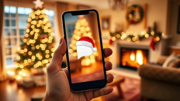 Christmas ChatGPT displayed on phone in festive room.