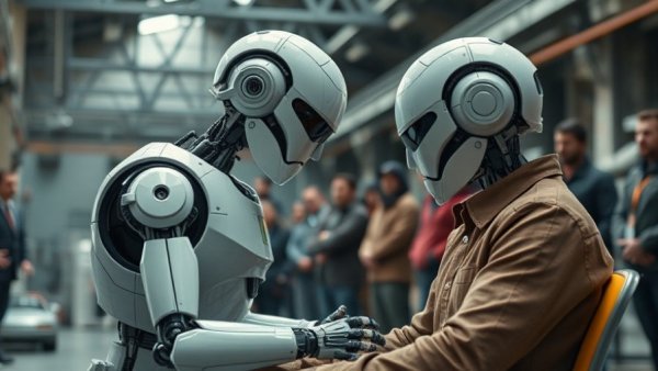 China's new AI robot interacting in an industrial setting.