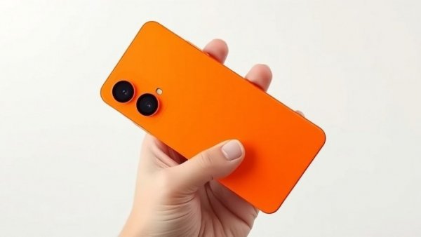 Sleek orange iPhone 17 Pro business phone with triple cameras.