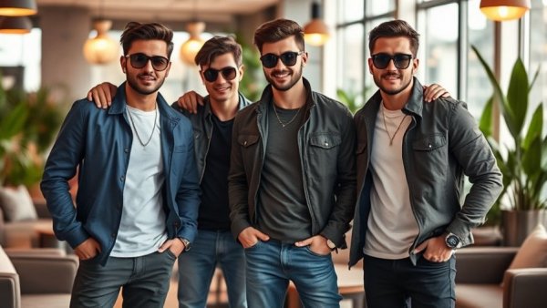 Stylish group of young men posing in a modern lounge, AI alignment mentorship.