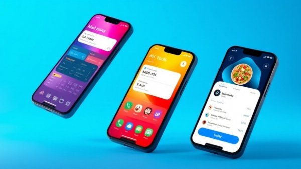 Futuristic AI tools 2026: smartphones displaying advanced interfaces