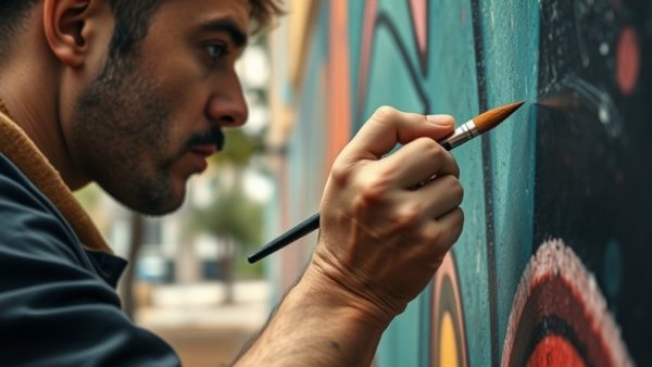 Close-up of hand painting mural, resembling desire manifestation.