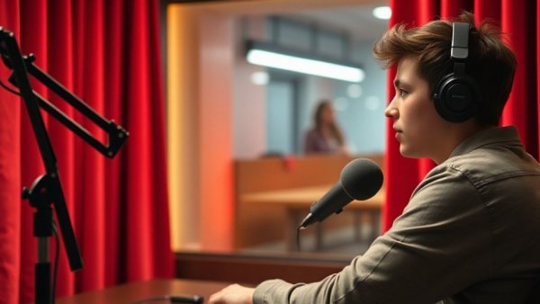 Podcast setup with a person discussing AI Technology in Personal Finance.