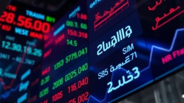 Stock market display with fluctuating numbers, AI and EMA relevance.