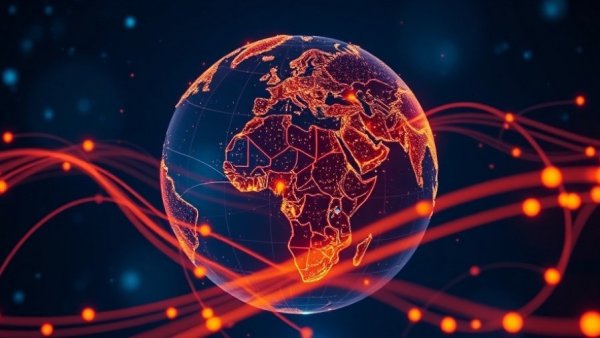 Futuristic digital globe showcasing global network connectivity, illustrating cybersecurity challenges in 2026.