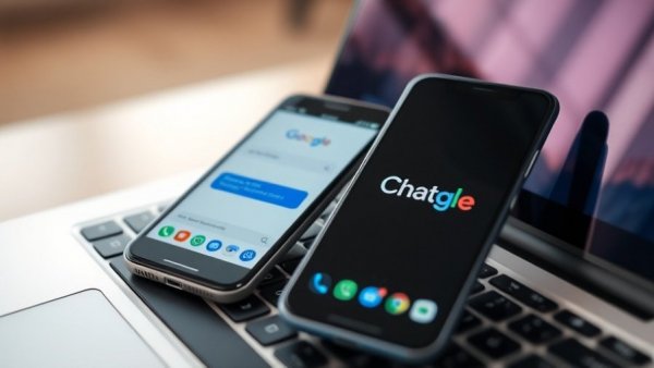 Smartphones with ChatGPT and Google open, AI follow-up prompt.