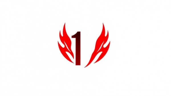 Stylized logo with two flames on white background.